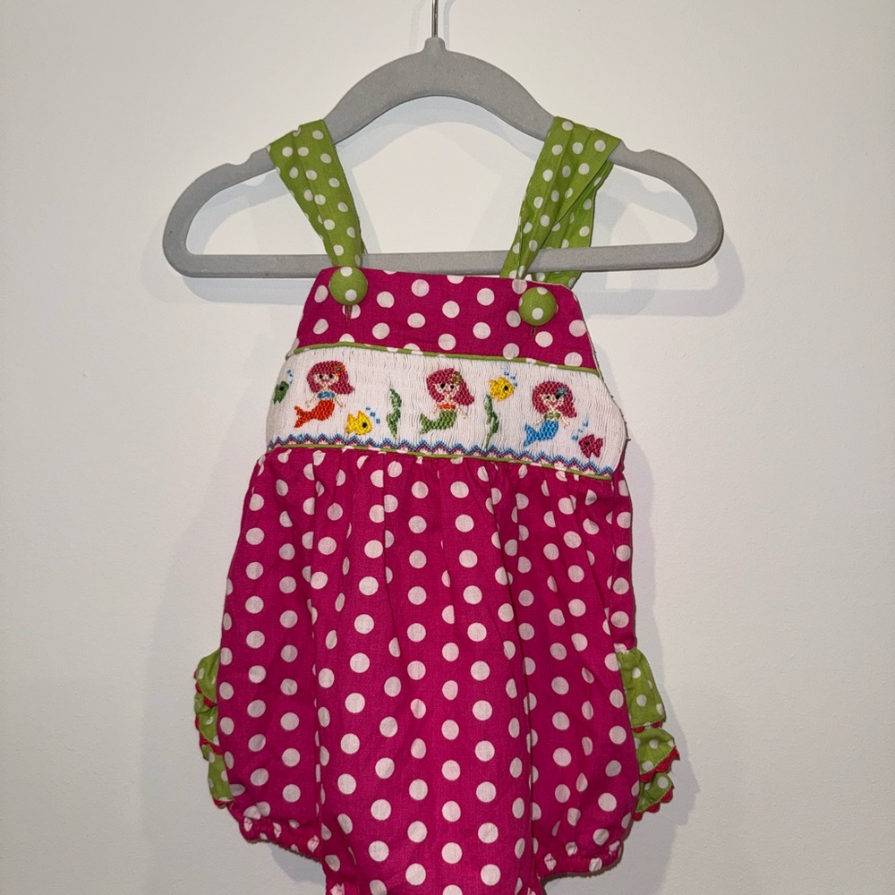 Polka Dot Kids Dress with Green Straps